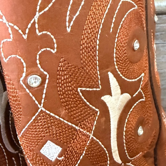 Gypsy Rose Texas Rhinestone Embellished Brown Leather Western Cowboy Boots - Picture 10 of 10